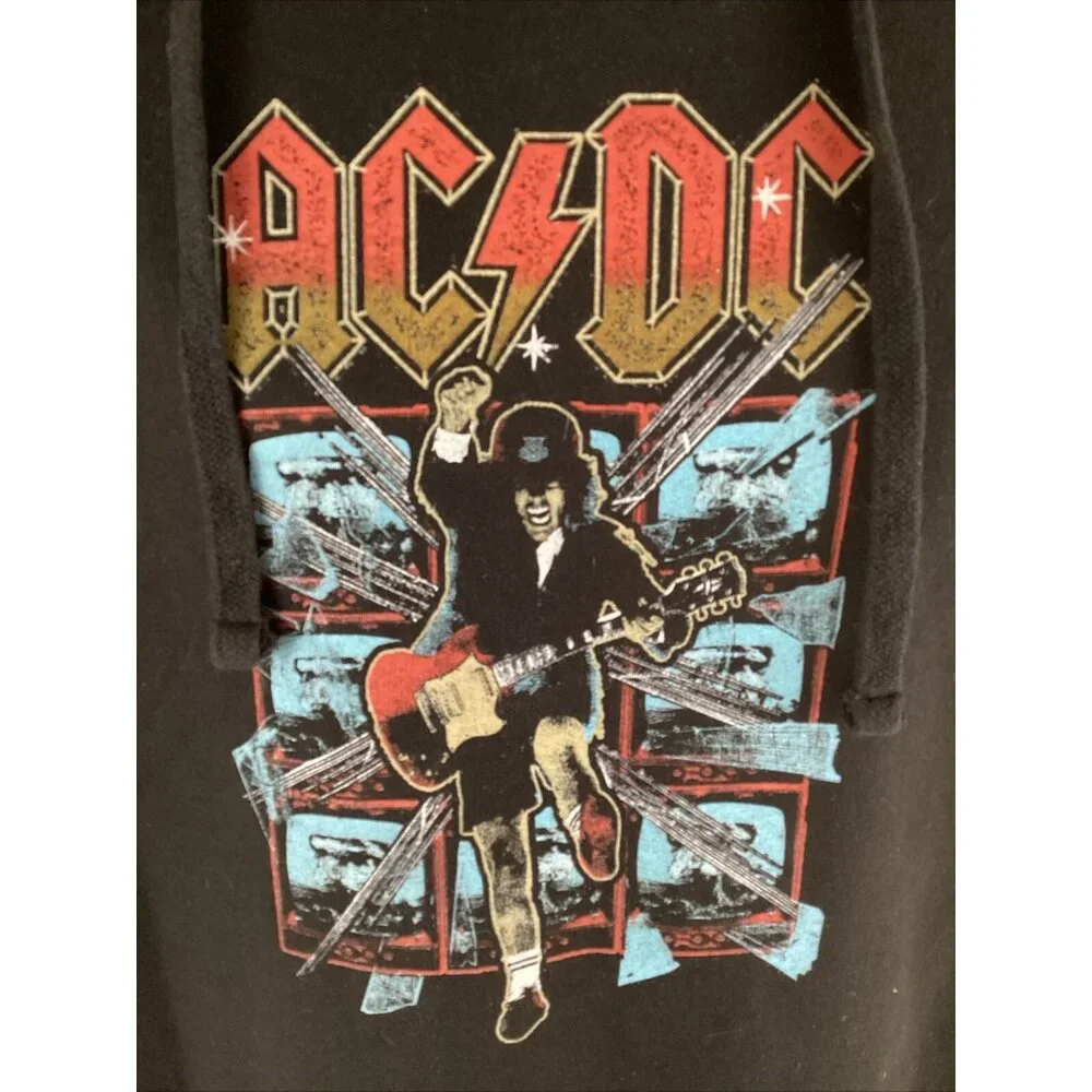AC/DC Hoodie Sweatshirt Men's Size S/M Black Heavy Metal Blow Up Your Video - Picture 2 of 7